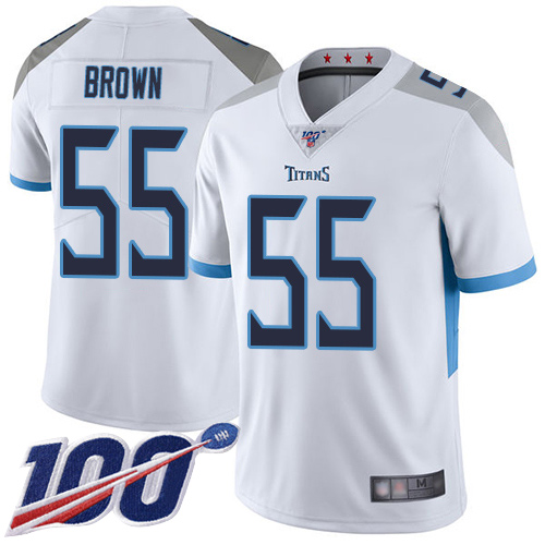 Tennessee Titans Limited White Men Jayon Brown Road Jersey NFL Football 55 100th Season Vapor Untouchable
